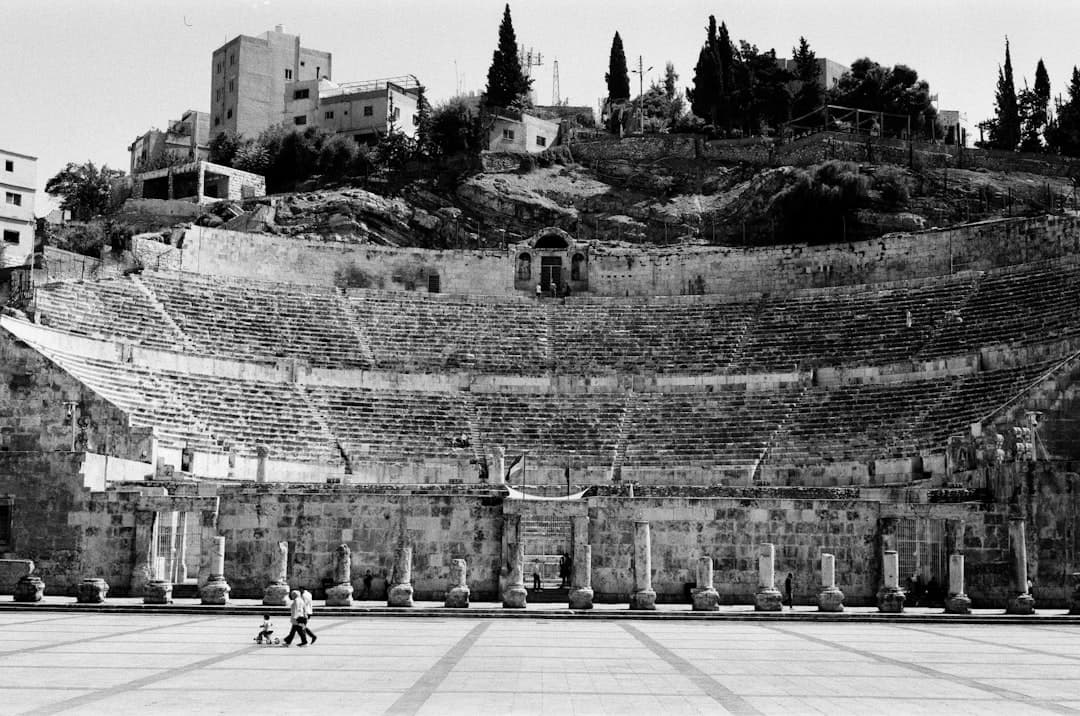 The restored Roman theatre in downtown Amman, its stone tiers cut into the hillside