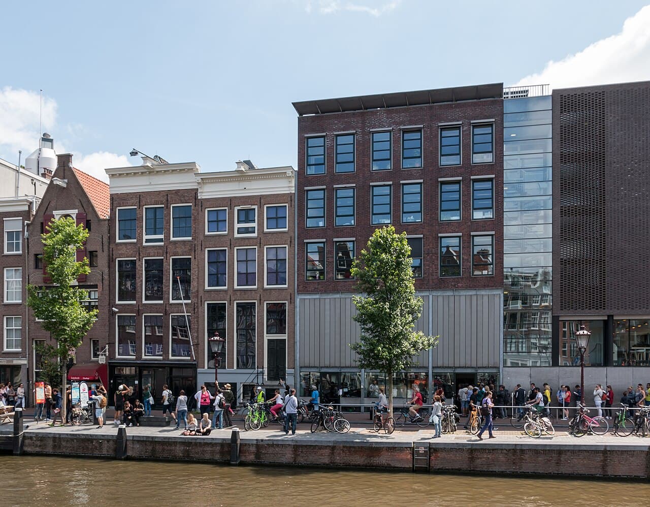The Anne Frank House and its canal facade on the Prinsengracht