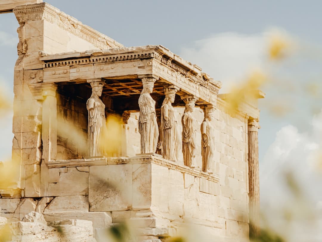 The glass-floored galleries of the Acropolis Museum with the Parthenon visible through the windows