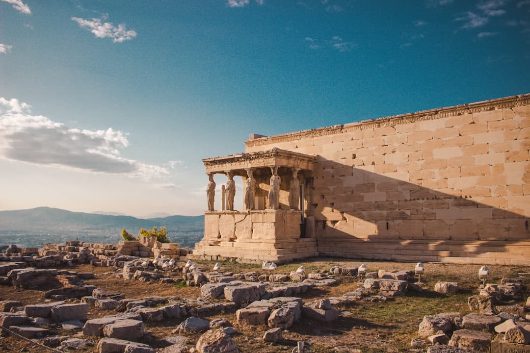The Temple of Hephaestus standing intact among the trees of the Ancient Agora
