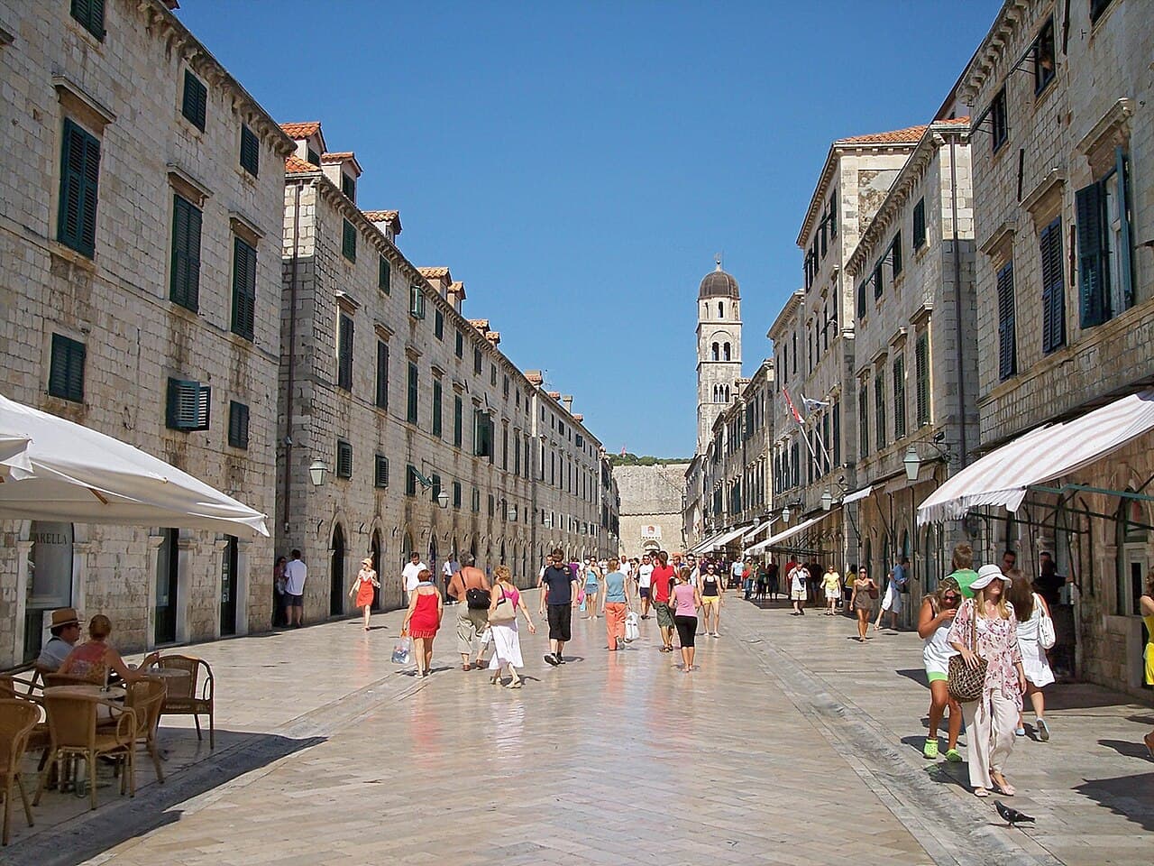 The polished limestone Stradun in Dubrovnik's Old Town