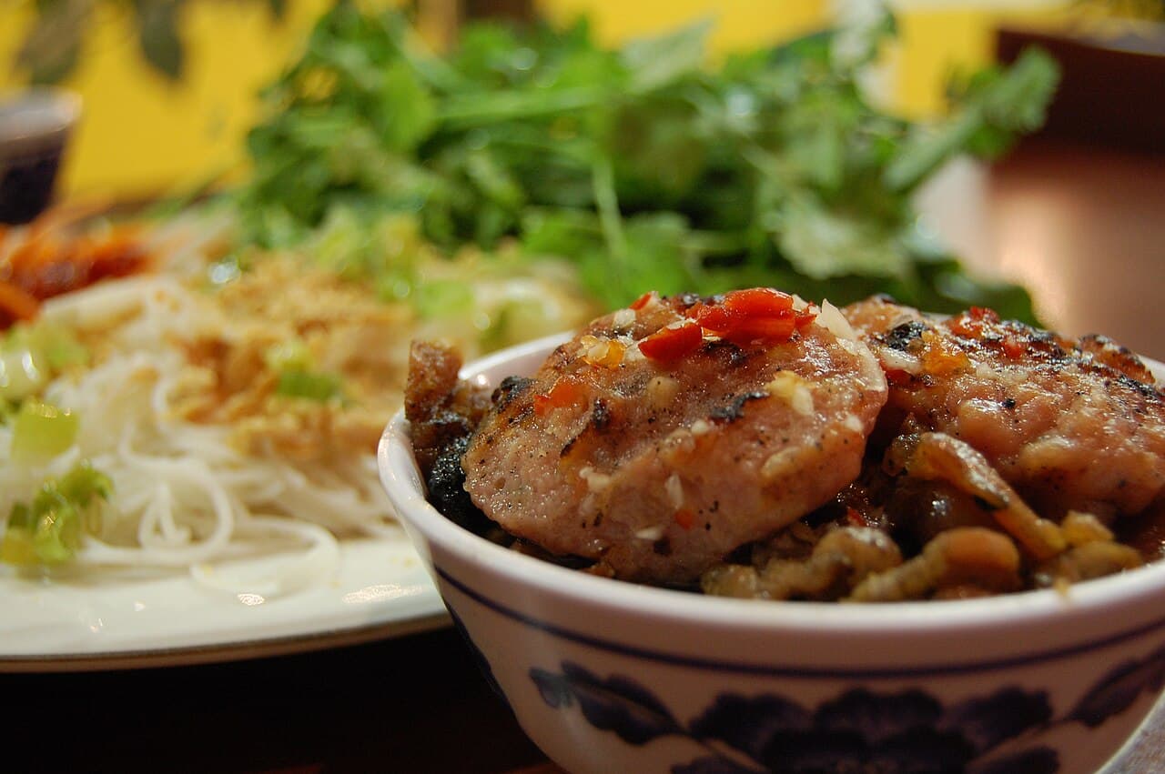 Bún chả, a Hanoi street food dish