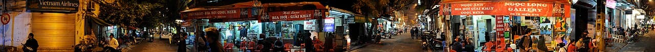 Crowds drinking bia hơi on Ta Hien beer street, Hanoi
