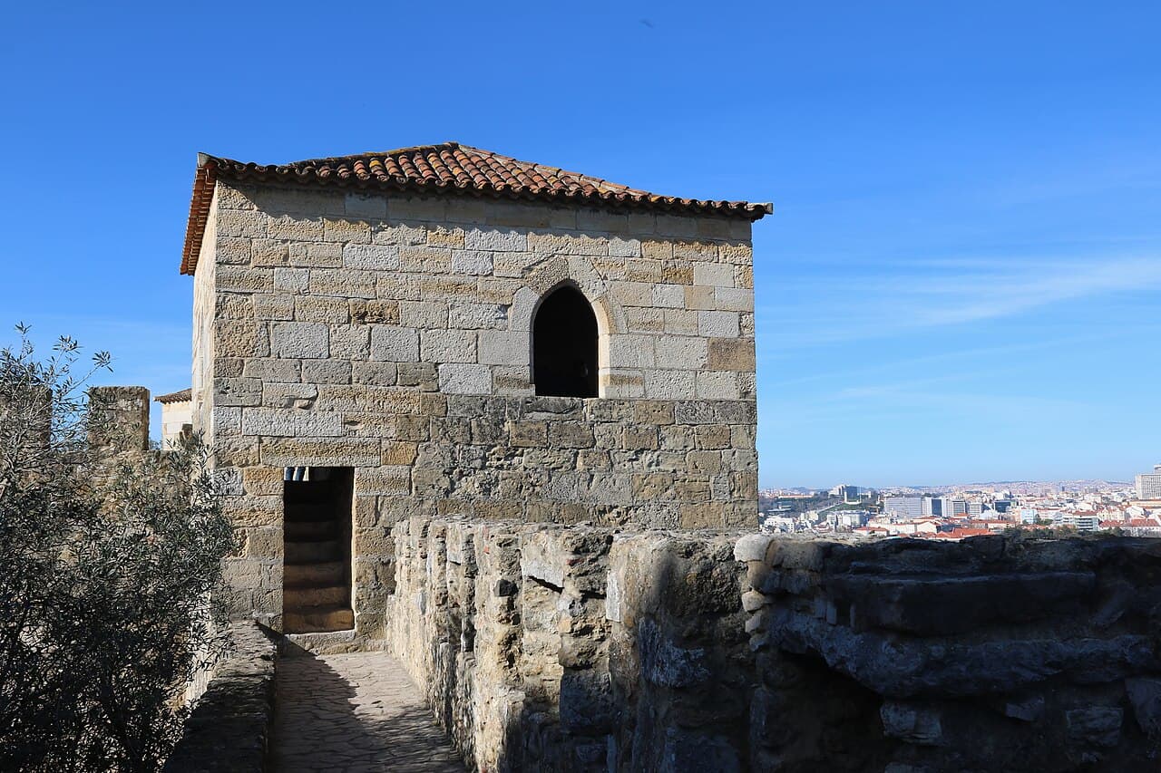 View over Lisbon's rooftops and the Tagus from São Jorge Castle ramparts
