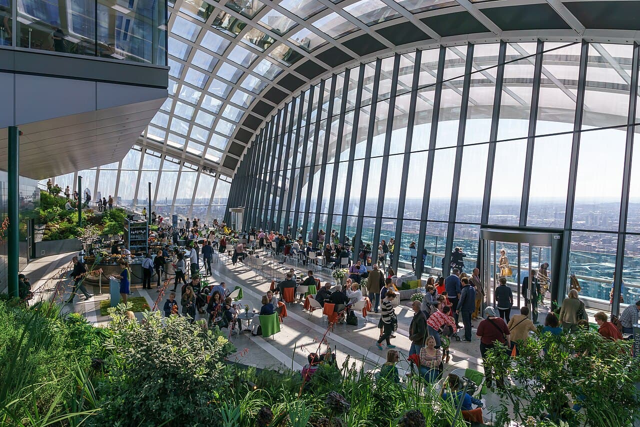 The planted terraces of the Sky Garden above London