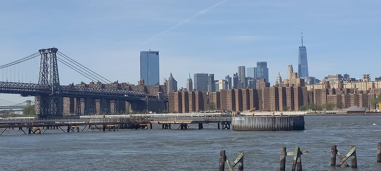 The Williamsburg waterfront and Manhattan skyline, New York