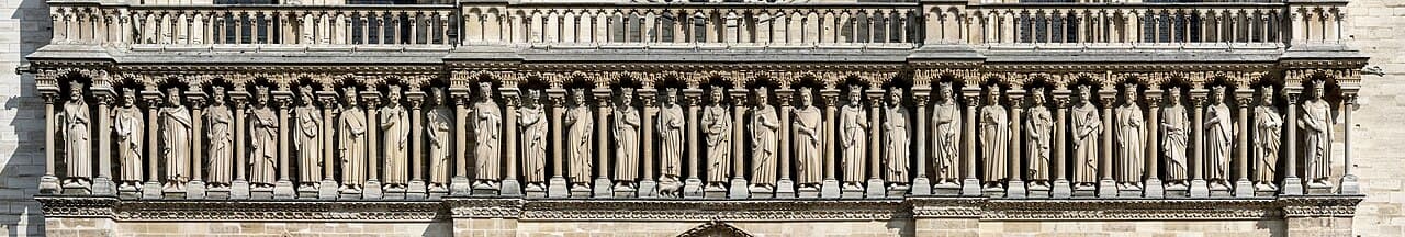 Notre-Dame's restored west front and towers above the Seine