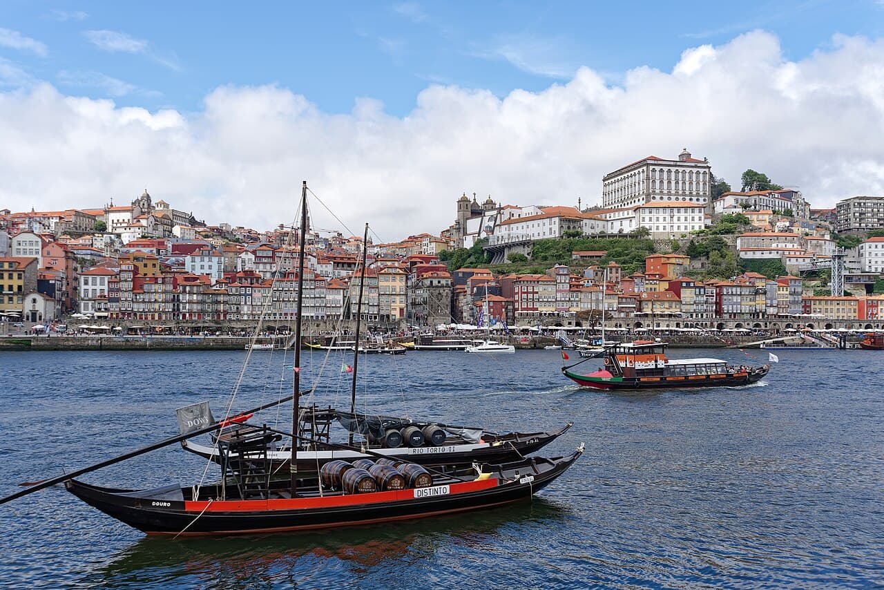 A rabelo boat on the Douro river in Porto