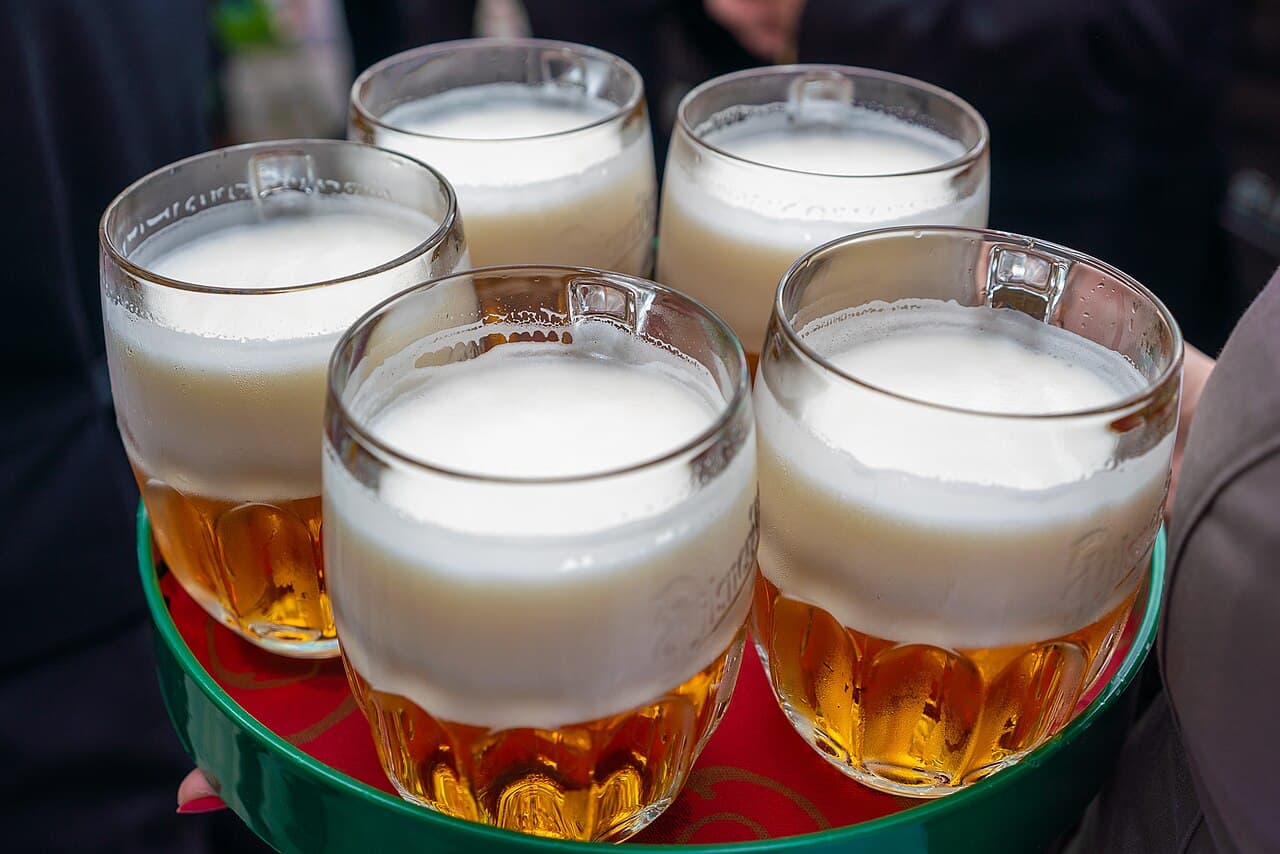 Glasses of Czech pilsner beer