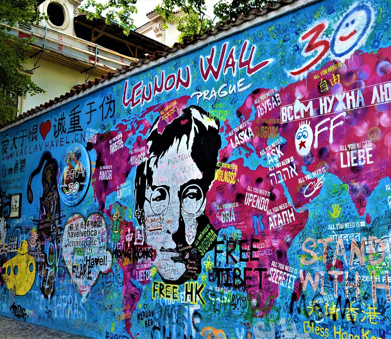 The Lennon Wall in Malá Strana, Prague