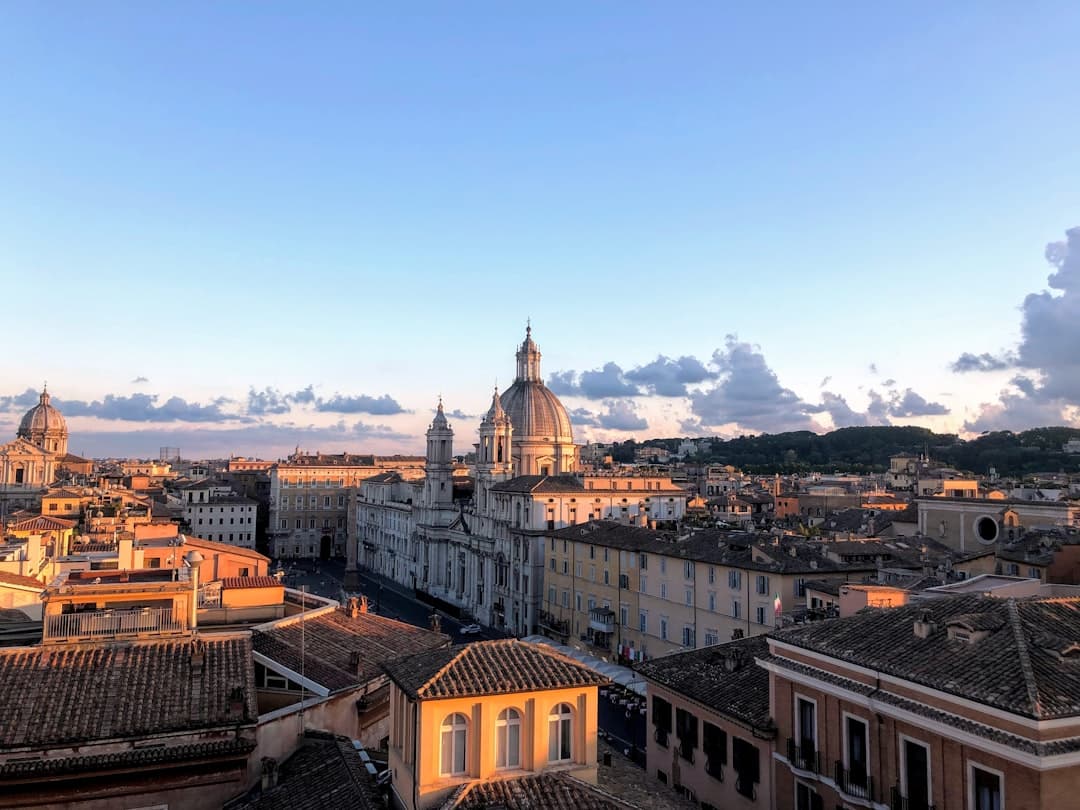 Rome's skyline of domes seen from the Gianicolo terrace at dusk