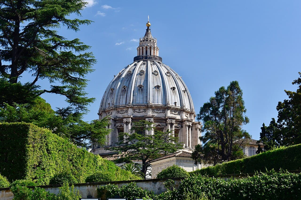 View over St Peter's Square and Rome from the basilica's dome