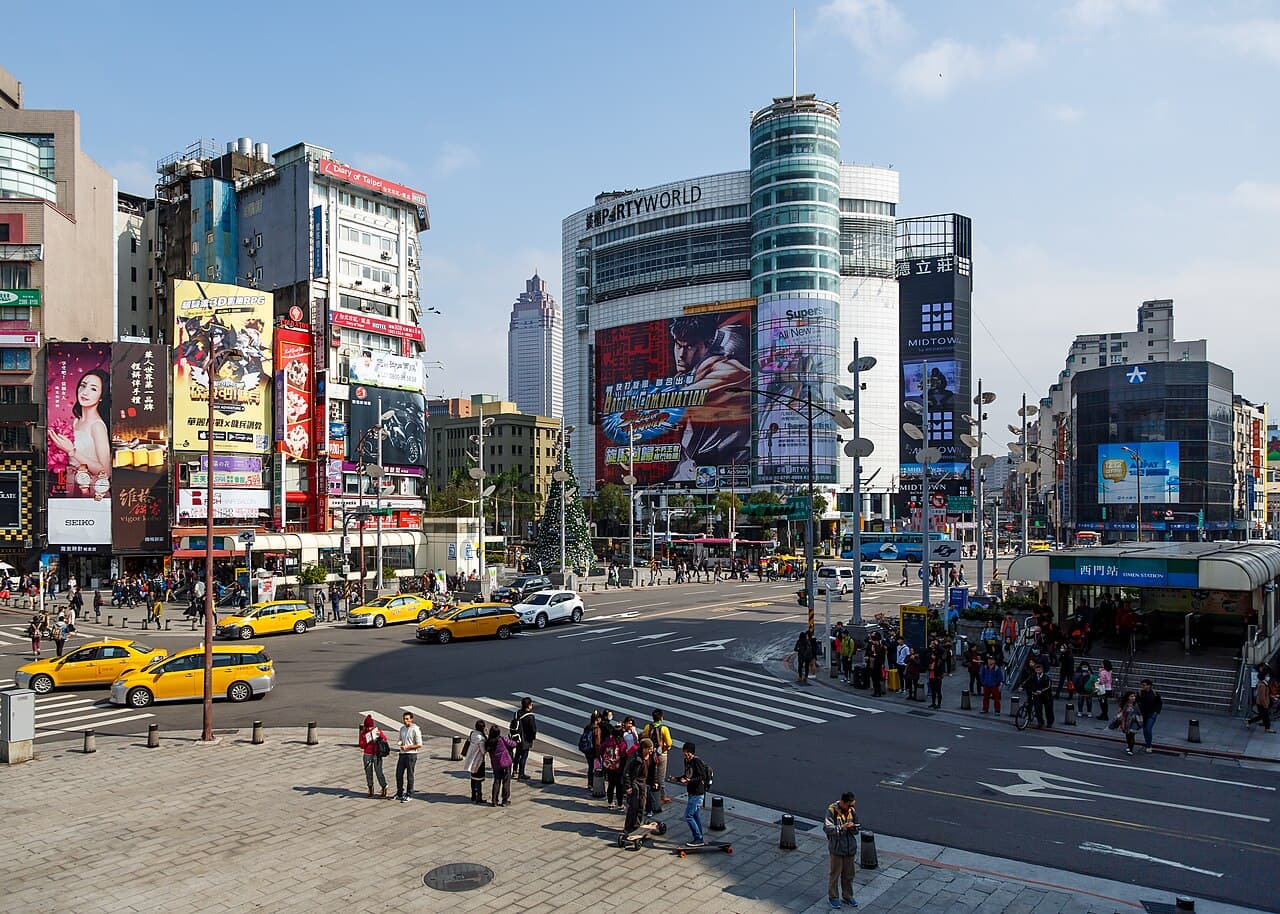 Ximending pedestrian district at night, Taipei