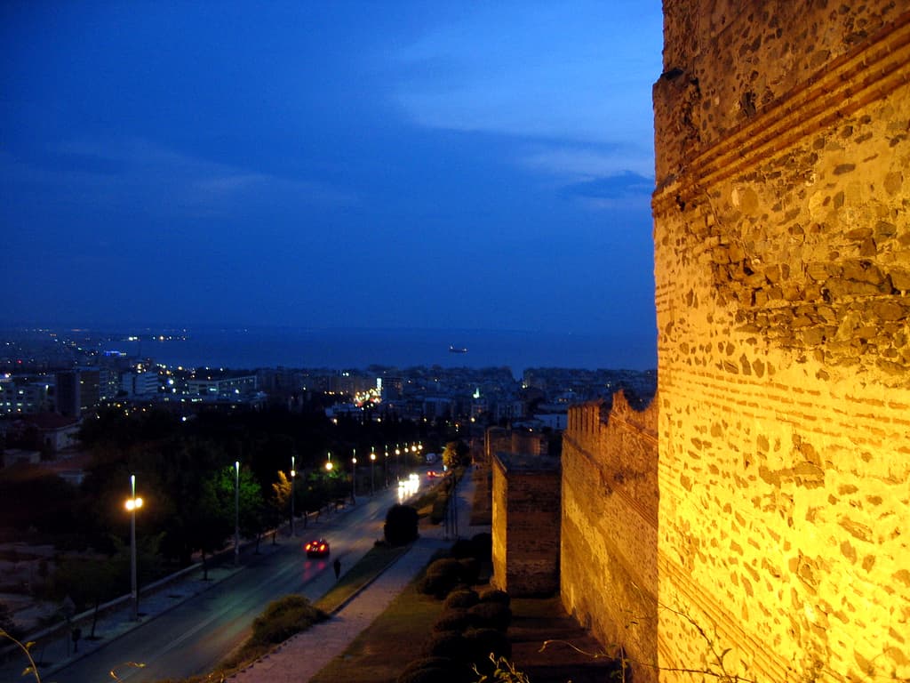 The Byzantine walls and rooftops of Ano Poli, Thessaloniki