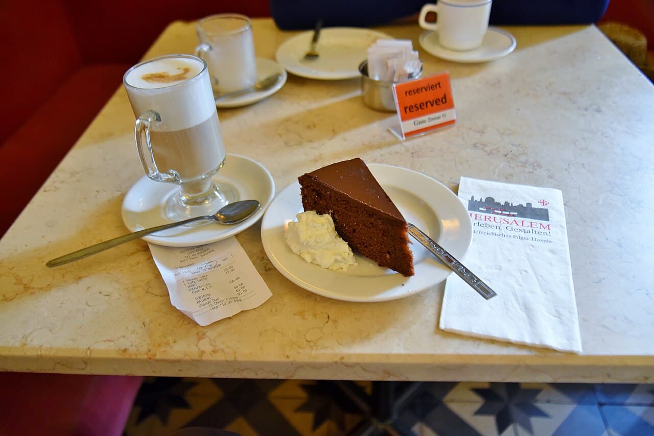 Sachertorte and coffee in a Viennese coffee house