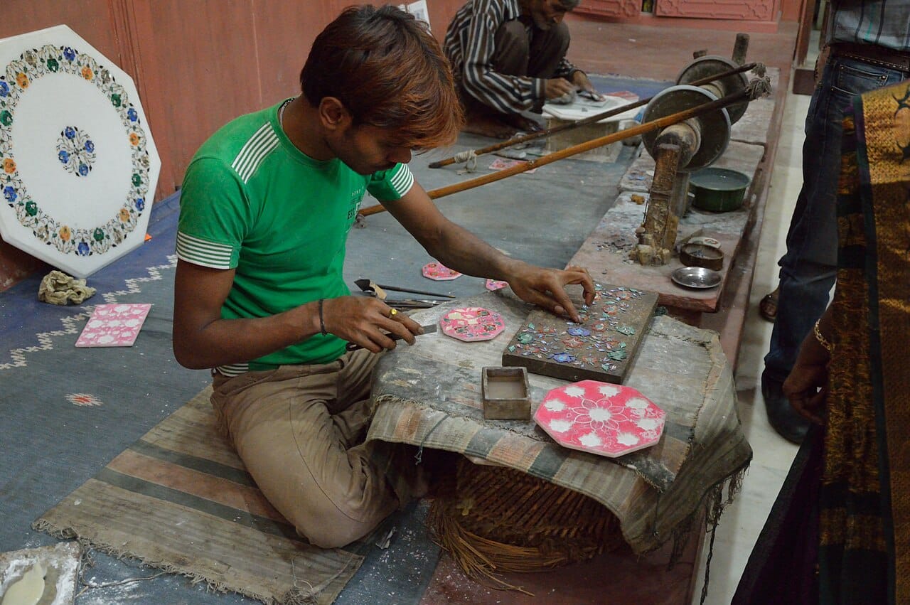 Marble inlay workshop, Agra