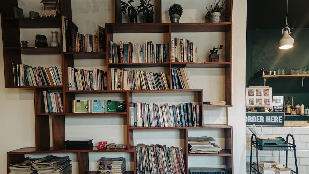 The book-lined interior of Books@Cafe on Rainbow Street in Amman