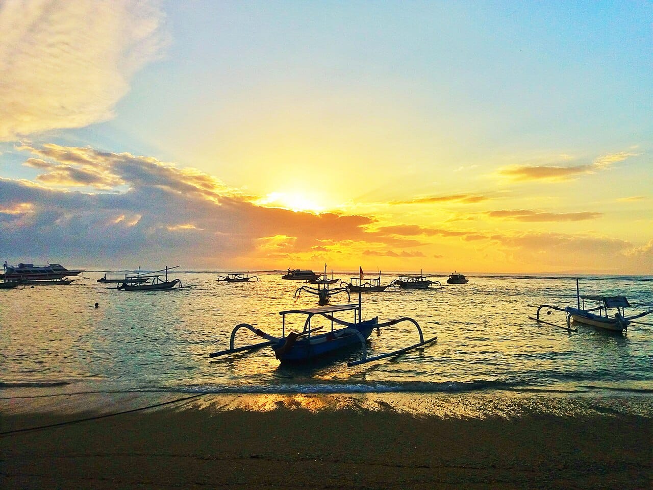 Sanur beach at sunrise, Bali