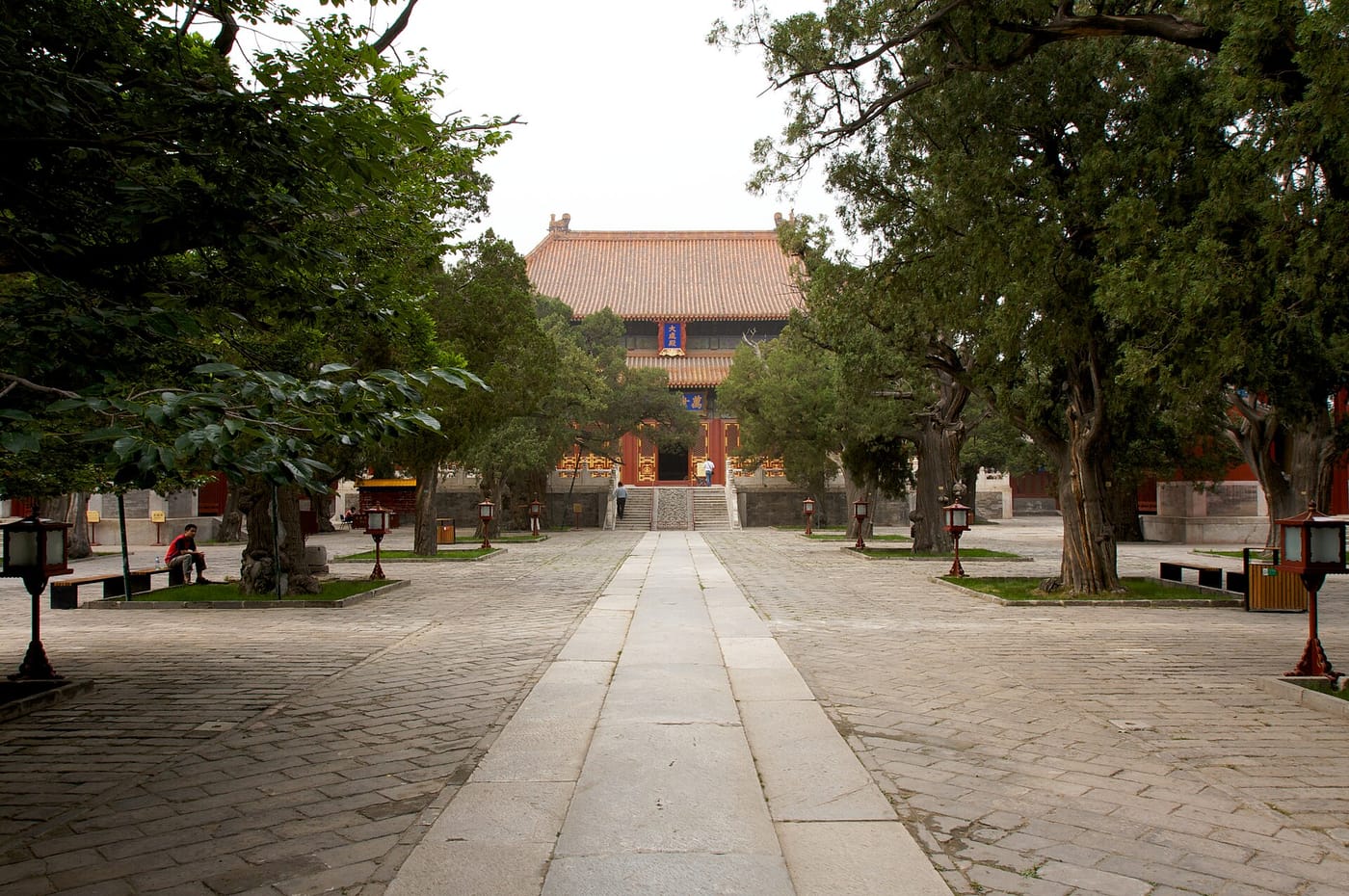 The tree-lined courtyard of the Confucius Temple in Beijing
