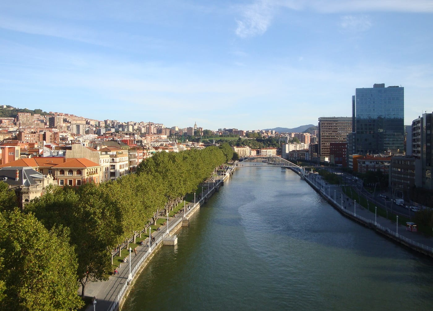 The riverside promenade along the Nervión in Bilbao