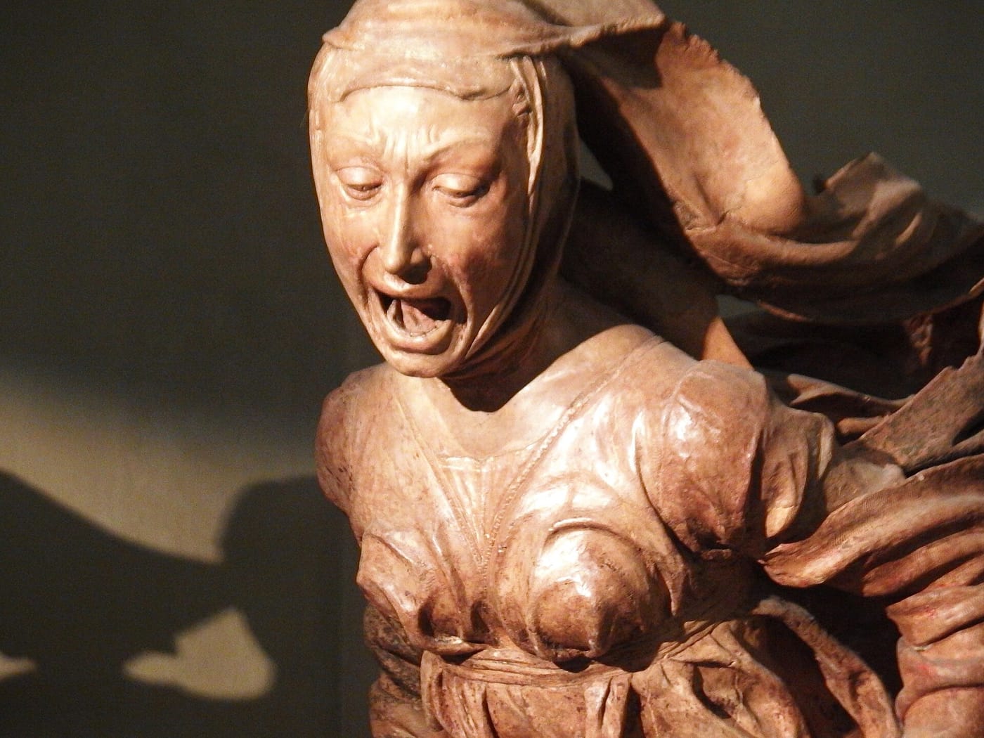 A terracotta mourning figure from the Compianto in Santa Maria della Vita, Bologna