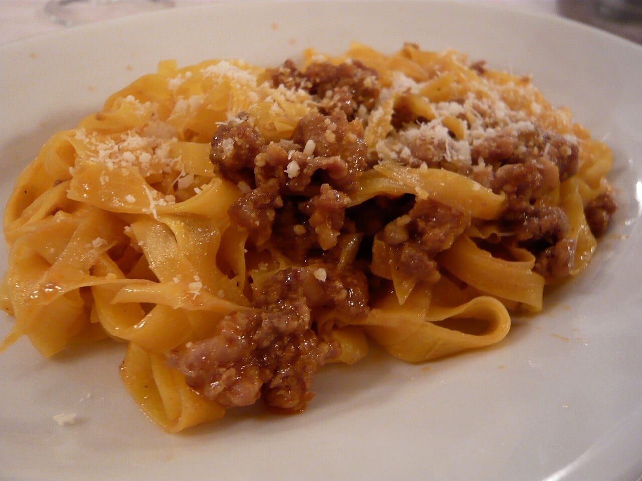 A plate of tagliatelle al ragù, the pasta of Bologna