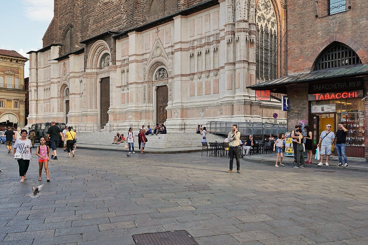 Piazza Maggiore and the Basilica of San Petronio in Bologna