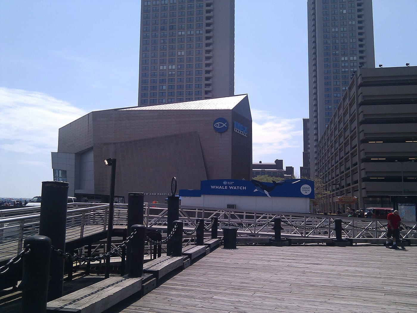 The New England Aquarium building on the Boston waterfront