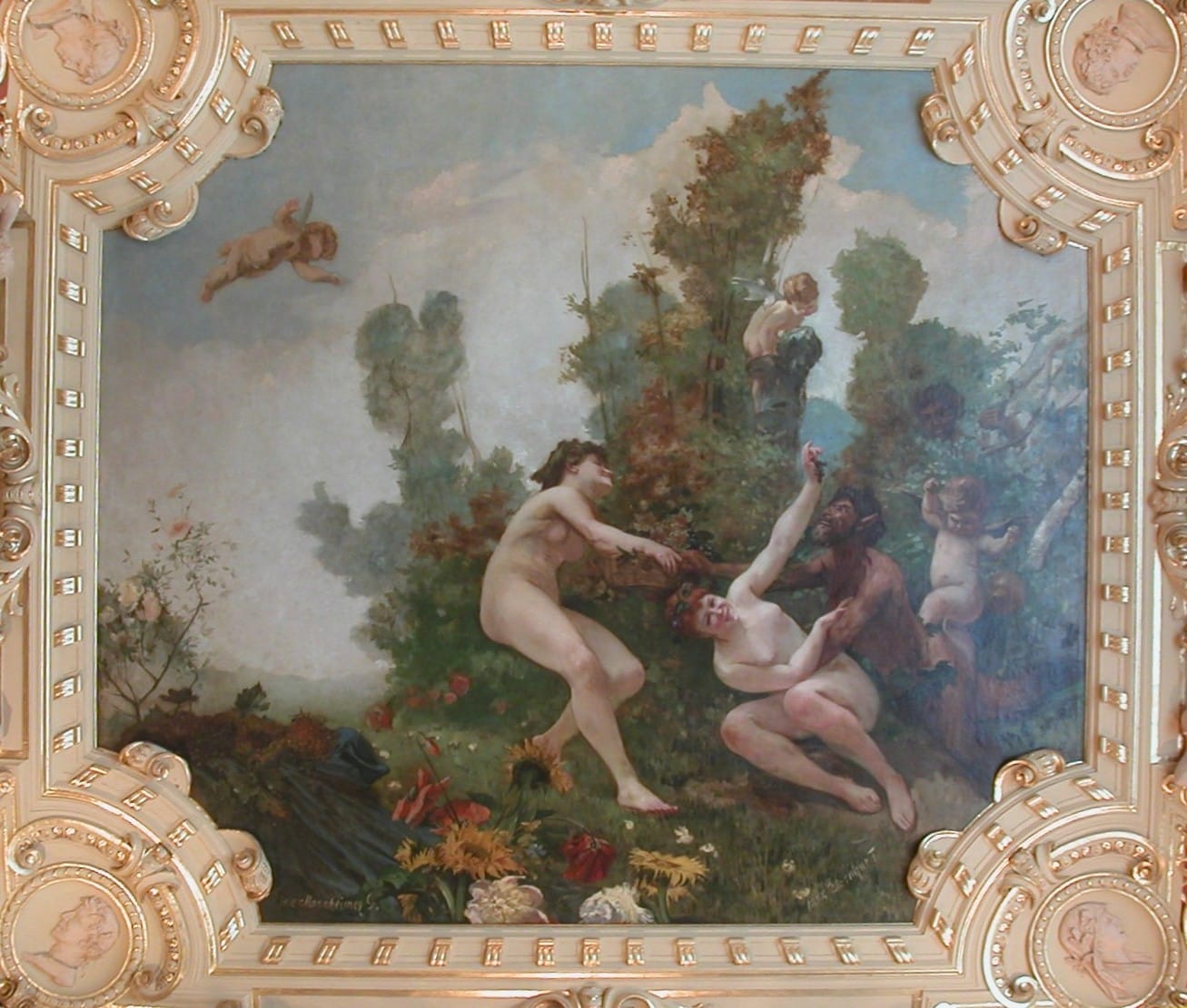The gilded, frescoed interior of the New York Café in Budapest