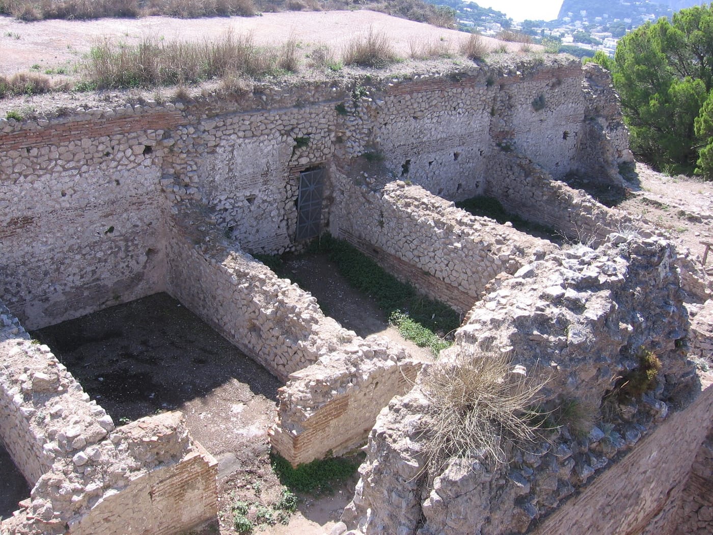 The ruins of Villa Jovis on the Capri clifftop