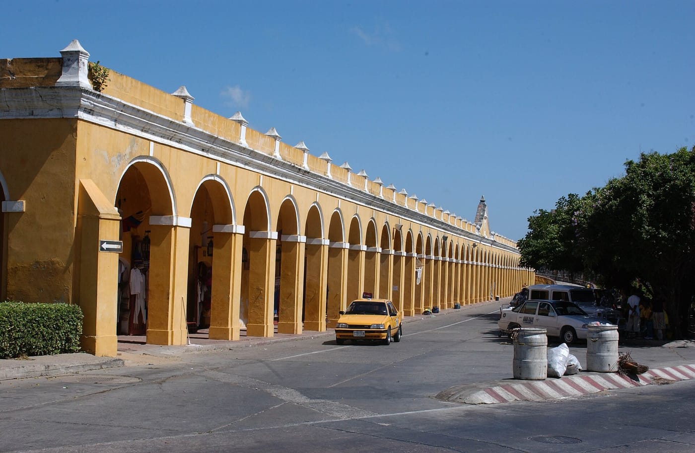 The yellow arched vaults of Las Bóvedas in the walls of Cartagena