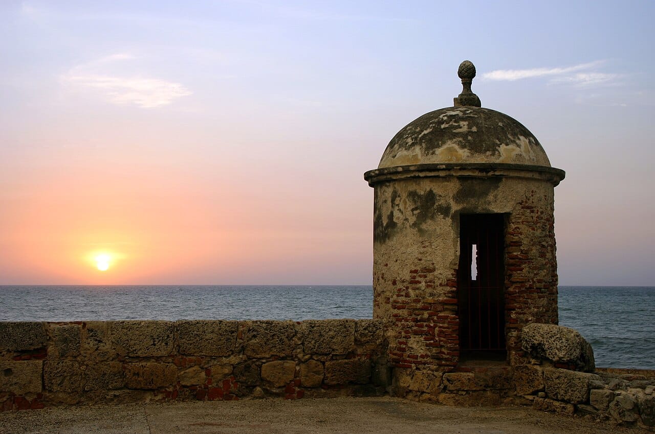 The city walls at sunset, Cartagena