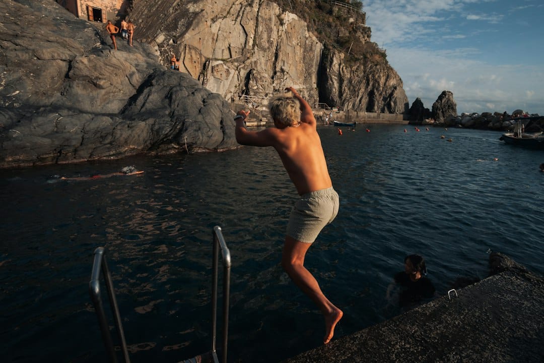 Swimming off the rocks in the Cinque Terre