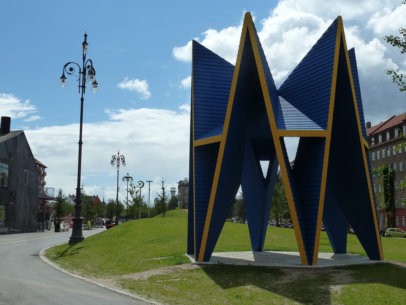 The star sculpture and street art of Superkilen park in Copenhagen