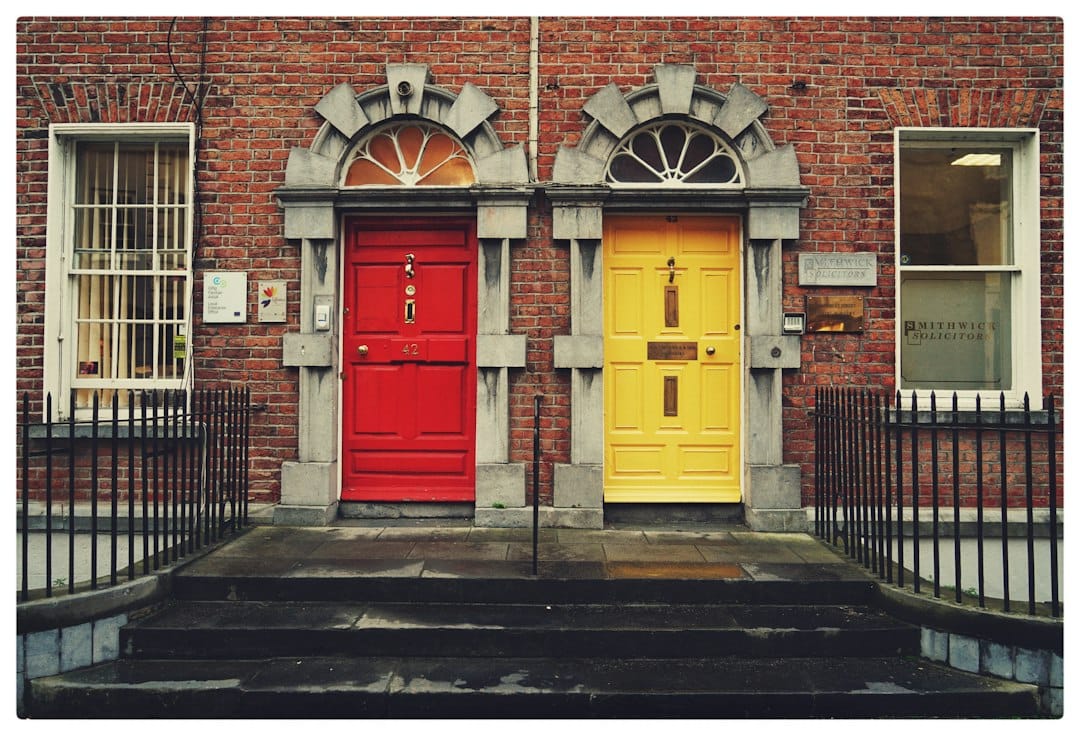 Brightly painted Georgian front doors on Merrion Square in Dublin