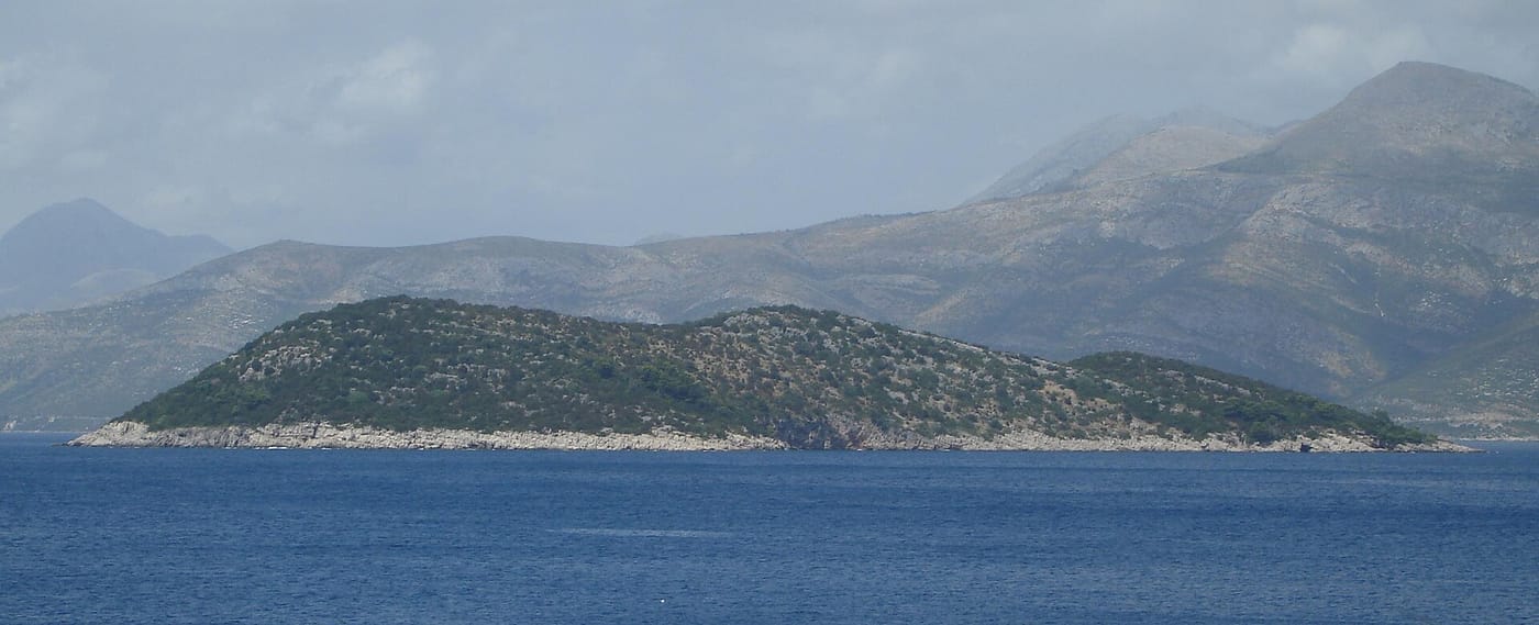 The sea and wooded coast of the Elaphiti Islands near Dubrovnik