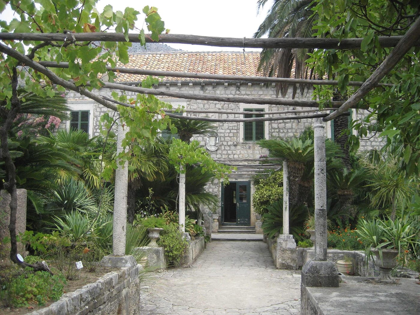 A pergola and greenery in the Trsteno Arboretum near Dubrovnik