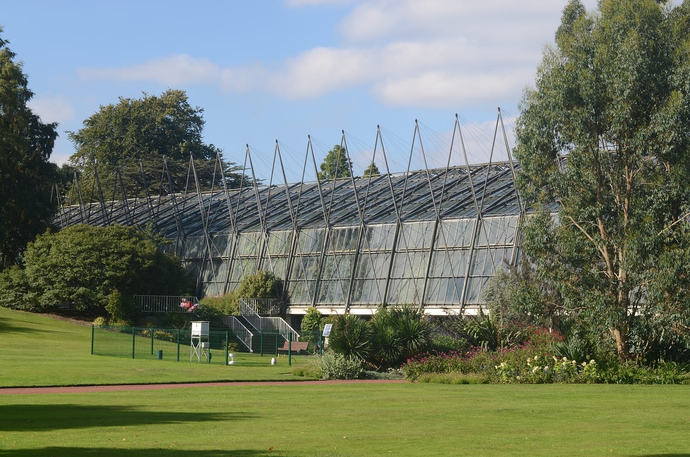 The Victorian glasshouse and lawns of the Royal Botanic Garden Edinburgh