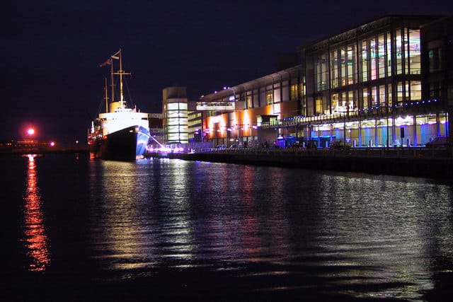 The Royal Yacht Britannia moored at Leith in Edinburgh