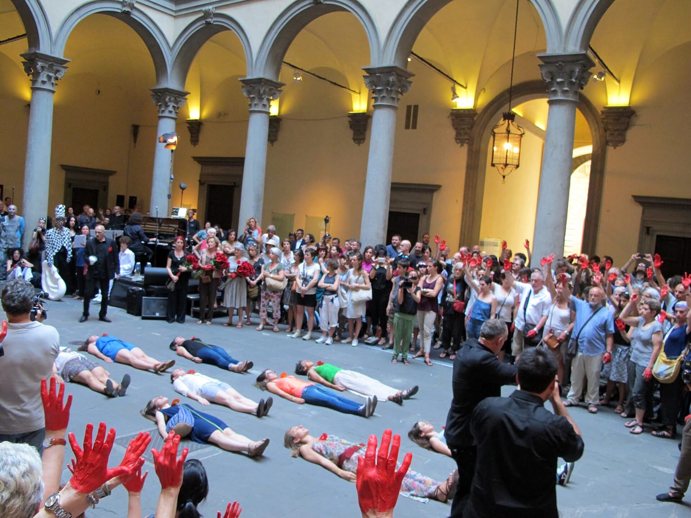 The Renaissance courtyard of Palazzo Strozzi in Florence