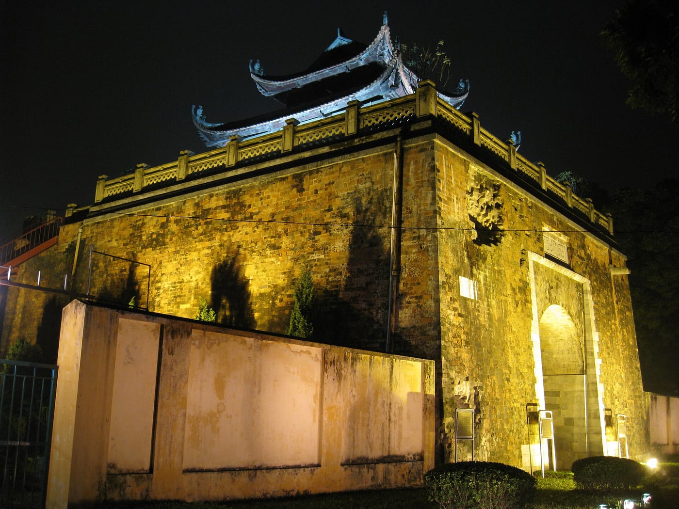 A floodlit gate of the Imperial Citadel of Thang Long in Hanoi