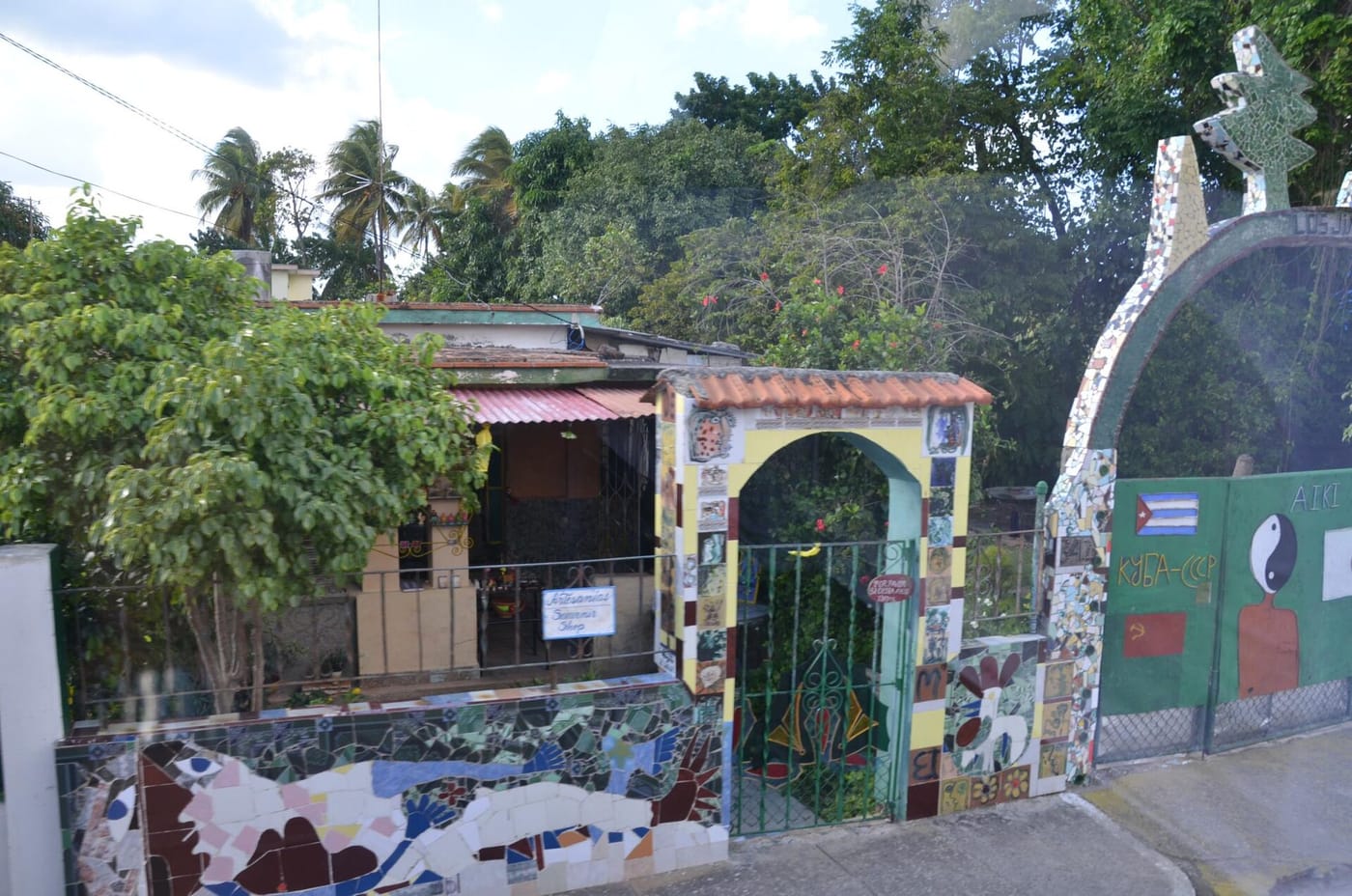 Swirling colourful mosaic walls at Fusterlandia in Havana