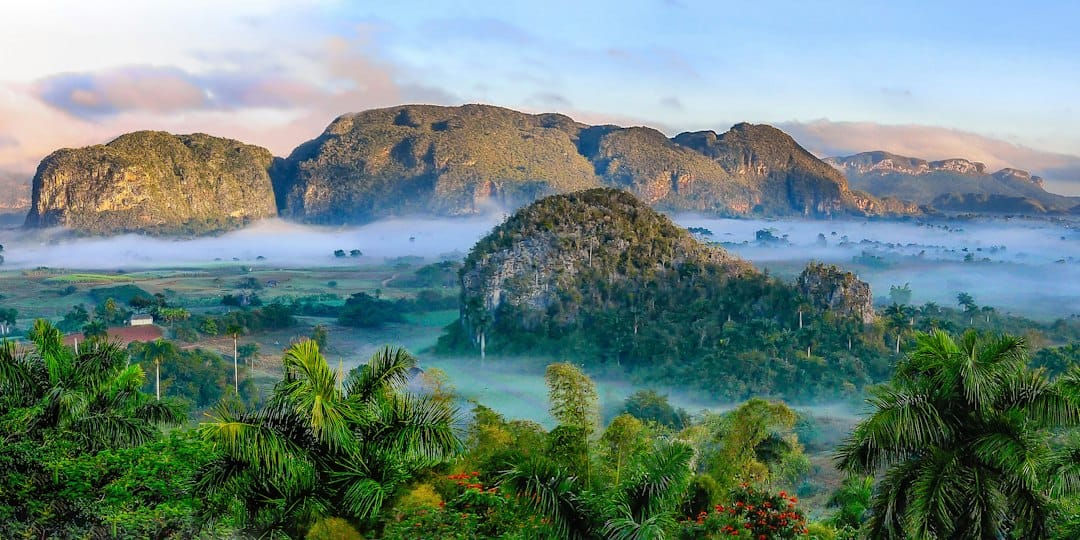 The limestone mogotes of the Viñales Valley in Cuba