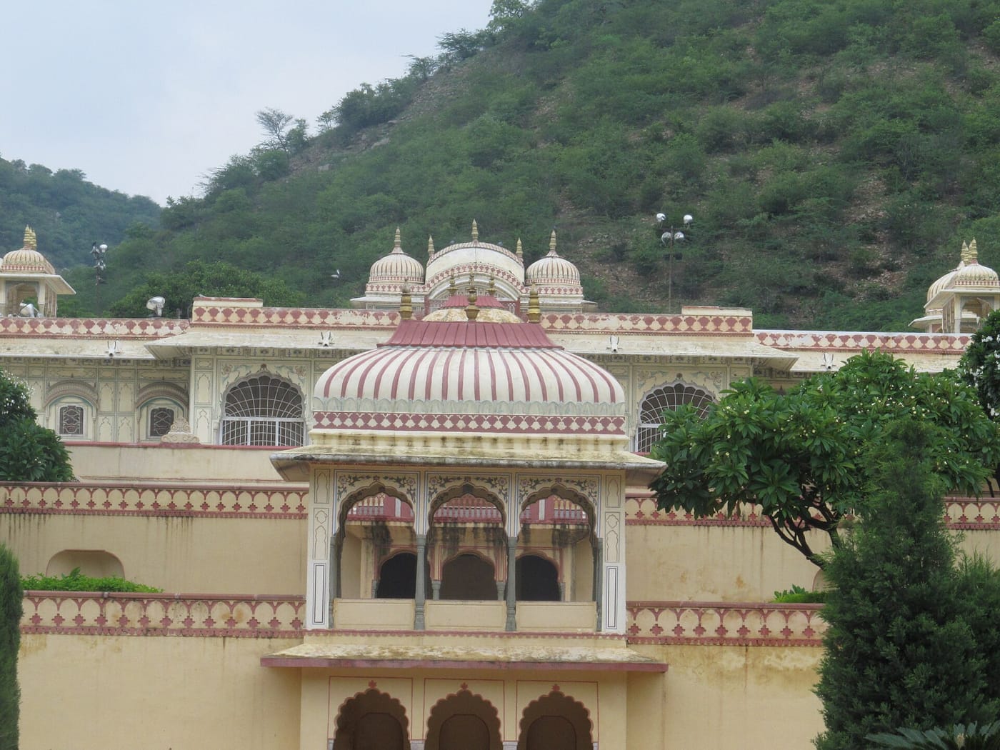 The tiered fountains and pavilions of the Sisodia Rani Garden in Jaipur