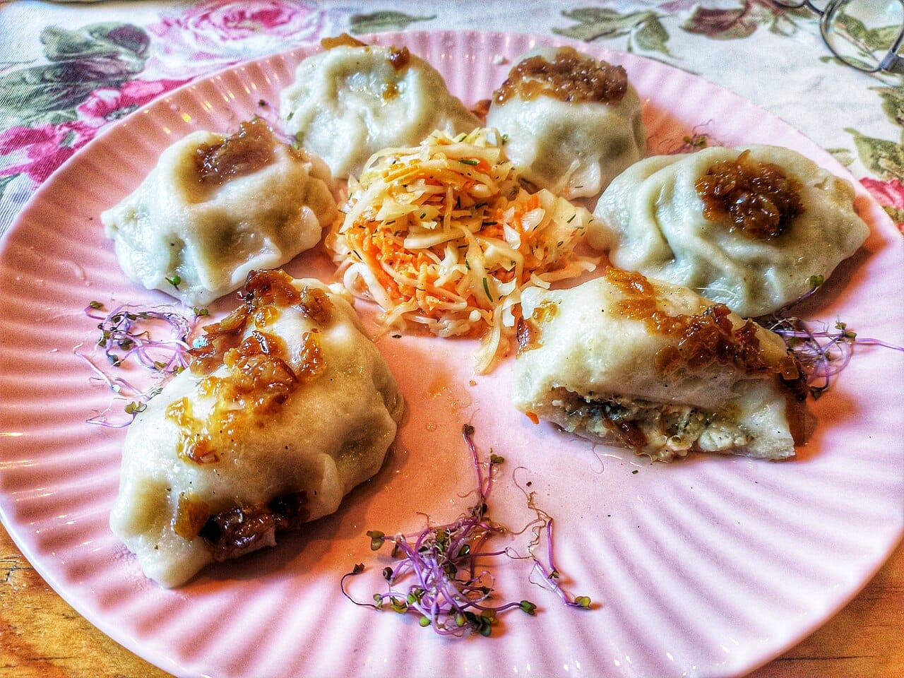 A plate of Polish pierogi dumplings