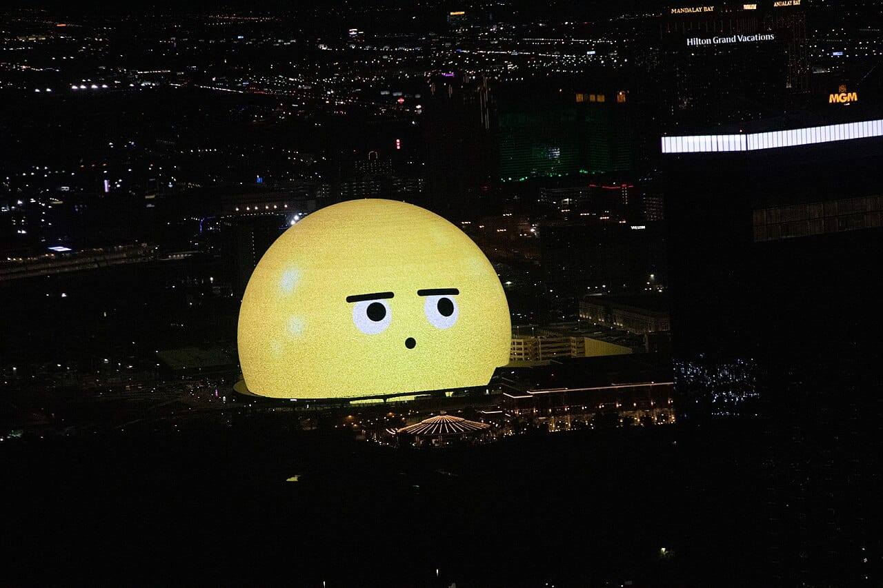 The Sphere venue lit up in Las Vegas