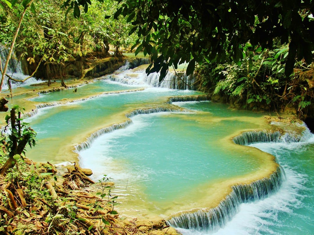 The turquoise pools of Kuang Si Falls, near Luang Prabang