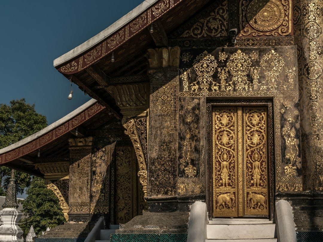The gilded façade of Wat Mai temple, Luang Prabang