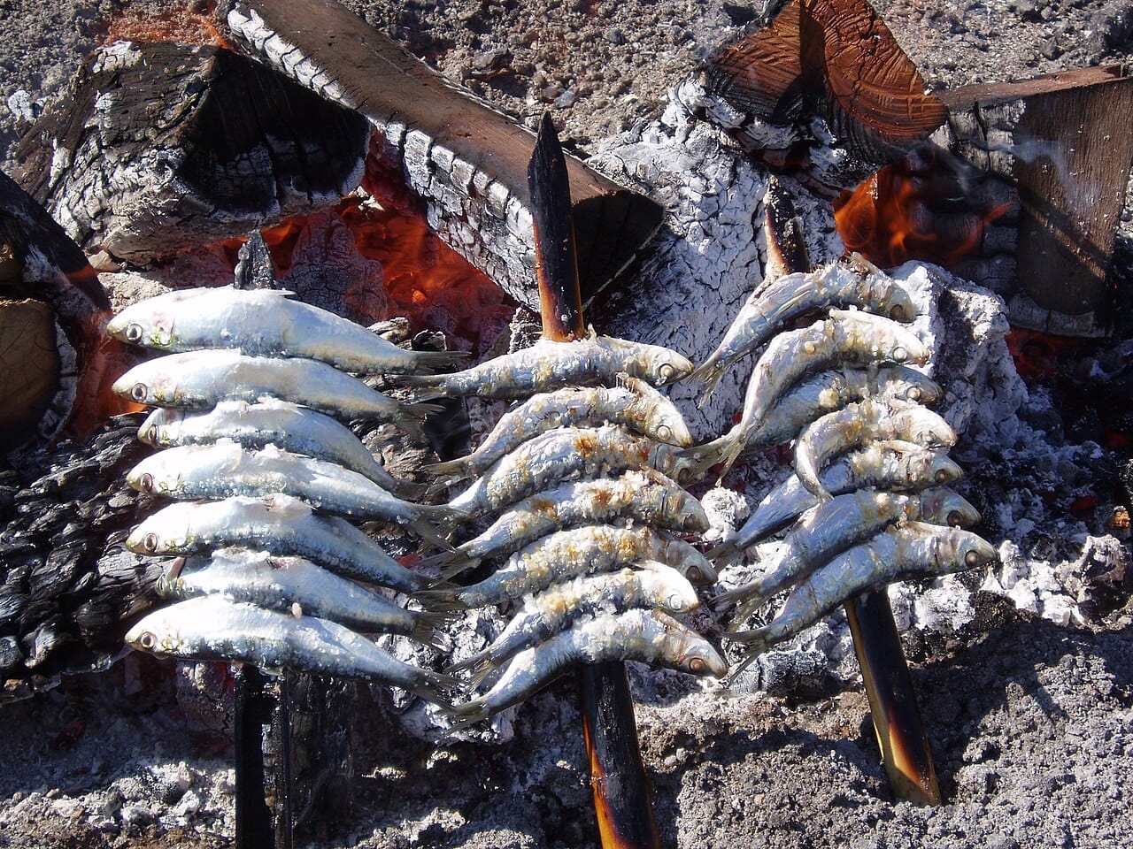 Espetos, grilled sardines on the beach, Málaga