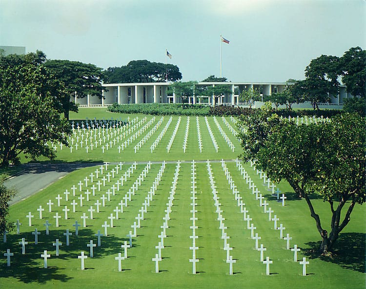 Rows of white crosses at the Manila American Cemetery